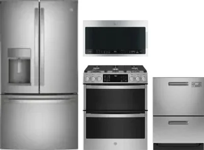 4 Piece Package Includes Refrigerator, Range, Microwave And Dishwasher